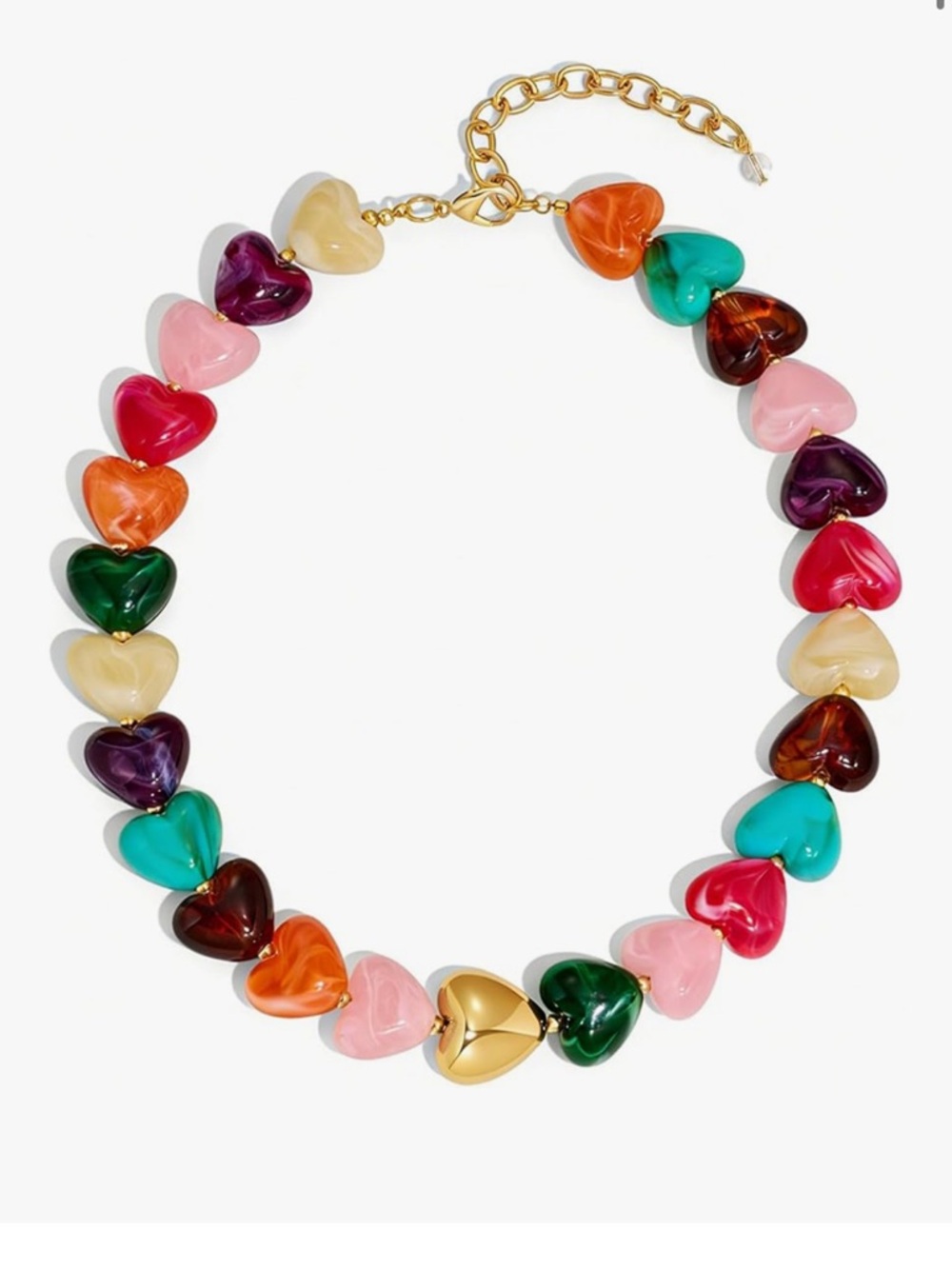Multicolor Heart Bead Necklace - Women Jewelry